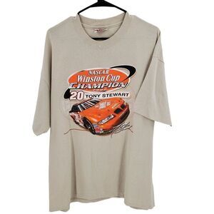 Vintage Tony Stewart Shirt Large Nsacar Chase Authentics Racing Tan NOS